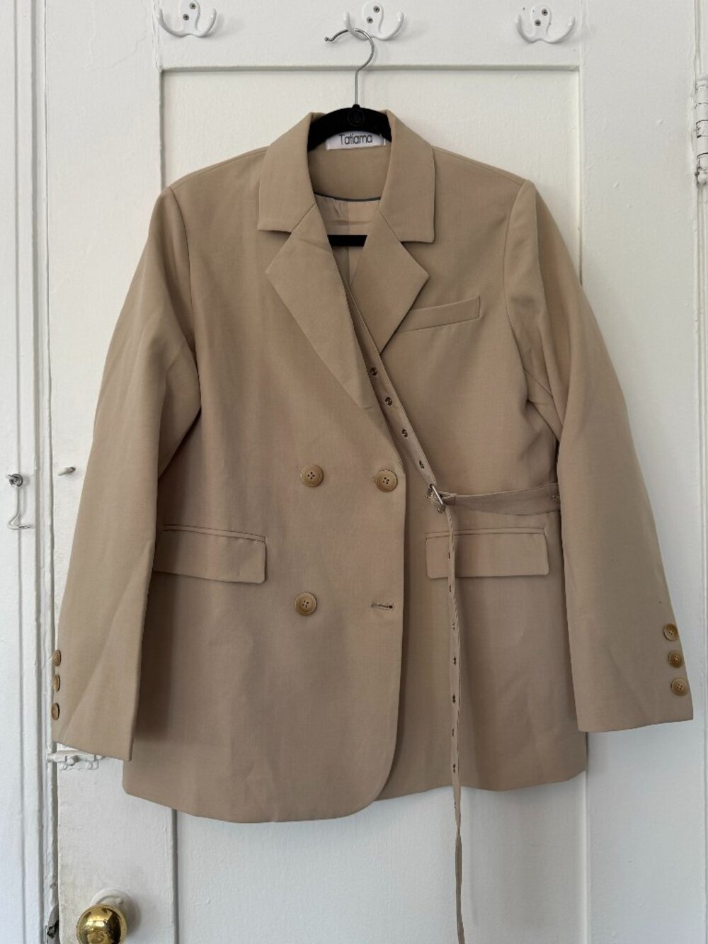 Double Breasted Blazer with Belt Detail